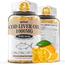 Cod Liver Oil 1000mg Gummies for Adults & Kids, with Vitamin A & D3 - Omega 3 Fish Oil Supplement - DHA 360mg & EPA 240mg for Brain, Bone, Eye & Immune Health, Sugar Free, 120 Count