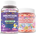 Kids Methylated Multivitamin with Calcium, Probiotics Vitamin D3 K2 + Magnesium Glycinate with Calcium Filled Gummies for Adults and Kids 4+, Sleep Gummies Melatonin Free, Sugar Free