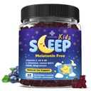 Kids Sleep Gummies Melatonin Free - with Magnesium Glycinate, Lemon Balm, L-Theanine & GABA - Calming Relaxation, Support Natural Sleep, Quiet Mind - Berry Flavor, Non-Habit Forming