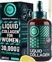 WILD FUEL Líquido colágeno péptidos con vitaminas de biotina para la piel del cabello y uñas - 30,000mcg Líquido colágeno para mujeres y hombres más biotina - sabor limón, hasta 2 meses - 2 oz
