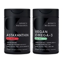 Sports Research® Vegan Antioxidant Support Pack - Omega-3 Algae Oil and Plant Based Astaxanthin Softgels for Antioxidant Activity, Skin & Eye Health (60 Veggie Softgels Each)
