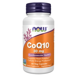 AHORA Suplementos, CoQ10 30 mg, Grado Farmacéutico, Forma All-Trans producida por Fermentation, 60 cápsulas de Veg