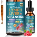 Liposomal Lymphatic Drainage & Liver Cleanse Drops, 23-in-1 with Echinacea, NAC, TUDCA, L-Glutathione, Burdock for Lymph, Liver Detox & Repair, Immune Support, Raspberry Flavor, 2 fl oz Supplement