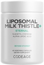 Codeage Liposomal Milk Thistle+ Supplement - Silymarin from Silybum Marianum, NAC, Artichoke Leaf, Dandelion Root, Alpha Lipoic Acid, BioPerine, Liposomal Delivery - Non-GMO - 60 Capsules