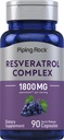 Piping Rock Resveratrol Complex | 90 Capsules | Ultra Potent | Non-GMO, Gluten Free Supplement