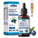 AREDS 2 + Formula Liquid Drops for Macular Health, 22-in-1 Eye Vitamin & Mineral Supplement w. Lutein and Zeaxanthin, Copper, Zinc, Vitamin C, E | Support Vision, Immune & Vitality | Vegan, Non-GMO
