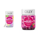 OLLY Happy Hoo-Ha Probiotic for Women Vaginal Health Capsules 25 Count & Active Immunity+Elderberry Gummies 45 Count Berry Flavor
