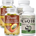 Liposomal CoQ10 800mg 2PCS Bundle con Ubiquinol CoQ10 600 MG Softgels con Omega-3 " Shilajit " PQ 2PCS