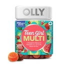 OLLY Teen Girl Multi Gummy, Healthy Skin and Immune Support,* Essential Vitamins, Biotin, Zinc, Chewable Multivitamin, Strawberry Melon Flavored, 50 Day Supply - 100 Count