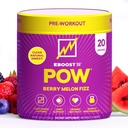 EBOOST POW Natural Pre Workout Powder - 20 Servings - Berry Melon Fizz - Pre Workout Supplement for Performance, Joint Mobility Support, Energy, Focus - Men & Women - Non-GMO, Gluten-Free, No Creatine