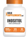 BulkSupplements.com Inositol Capsules - Vitamin B8, Inositol 1000mg for Overall Wellness - Gluten Free, 2 Capsules per Serving, 120 Count (Pack of 1)