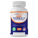 Vitamatic Vegan B12 1000 mcg - Methyl B12 with Folic Acid, Vitamin B6, Spirulina, Beet Root, Broccoli & Brown Rice - Supports Healthy Mood, Energy, Heart & Eye Health - 180 Capsules
