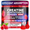 Creatine Gummies Monohydrate Complex 9000MG, Pre-Workout for Men & Women, Creatine Gummy with L-Taurine, BCAA 2:1, B12/6 for Muscle Support, Enhance Strength, Energy Boost-120 Count