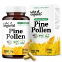 Wild & Organic Pine Pollen for Men Capsules 1000 mg - Men's Overall Support - Pine Pollen Powder Supplement - Pinus Massoniana Extract - Vegan, No Fillers, Non-GMO - 120 Count