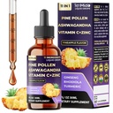 Pine Pollen Tincture - 11in1 with Ashwagandha, Panax Ginseng, Rhodiola Rosea, Turmeric Curcumin, Ginkgo Biloba, Holy Basil, Ginger, Black Pepper & More - 30ml 1Fl Oz