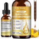Totaria Liposomal Quercetin with Bromelain Liquid Drops - High Absorption Quercetin 1000mg & Bromelain 500mg Plus Elderberry,Vitamin C,Zinc for Immune & Antioxidant & Heart & Bone Support- 2 Fl Oz