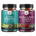 Bundle of Liver Cleanse Detox & Repair - Milk Thistle Dandelion Root Choline Beetroot Artichoke Extract and High Strength Hawthorn Berry with Leaf & Flower Extract 4:1 for Healthy Heart & Digestion