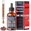 Sarsaparilla Root Tincture - 9in1 with Burdock Root, Milk Thistle, Turmeric, Ginger, Artichoke, Yellow Dock and Dandelion - Vegan, Non-GMO | 30ml 1Fl Oz