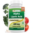 Best Naturals Alpha Liopic Acid 600 mg 120 Count - ALA Alpha Lipoic Acid Powerful Antioxidant