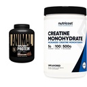 Animal 100% Whey Protein Powder Chocolate 4 lb & Nutricost Creatine Monohydrate Micronized Powder 500G 5000mg Per Serv