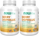 NOW Foods Supplements,BerryDophilus™ with 2 Billion,10 Probiotic Strains,Xylitol Sweetened,Strain Verified,120 Chewables,Packaging May Vary,(Pack of 2)