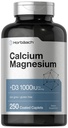 Horbäach Calcium Magnesium D3 Supplement | 1000 IU D3 | 250 Coated Caplets | Non-GMO & Gluten Free