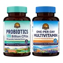 Vitalitown Probiotics & Daily Multivitamin Bundle (Pack of 2) | Probiotics 120 Billion CFUs (Item 1) & Multivitamin with Iron, Zinc (Item 2)