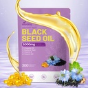 VivoNu Black Seed Oil Capsules, Black Seed Oil Organic Cold Pressed,6000mg,300 Count | 9-in-1 Formula with Oil of Oregano,Burdock Root,TQ & THQ,Vitamin E&D3 | Non-GMO,Immune Support