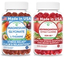 Lunakai USA Made Magnesium Glycinate with L-Theanine + Ashwagandha Extract Gummies Bundle – Naturally Flavored, Non-GMO – 60ct Each