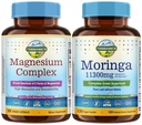 Terranics Magnesium Complex & Moringa Capsules Bundle - 500mg 5 Forms Magnesium Glycinate Citrate Malate Aspartate Gluconate + 11300mg Pure Moringa Leaf Powder, 120 Capsules Each