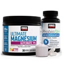 Force Factor ProbioSlim Akkermansia Probiotics & Postbiotics, 60 Capsules Ultimate Magnesium Glycinate Powder 300mg, Chelated Magnesium Bisglycinate, High Absorption, Raspberry Lemon, 30 Servings