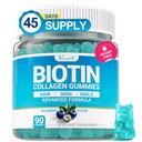 Biotin Gummies 10,000mcg with Collagen - 23-in-1 Hair Growth Gummies for Women & Men - Hair Skin and Nails Gummies with Keratin & Saw Palmetto - Sugar Free Non-GMO, Blueberry, 90 Count