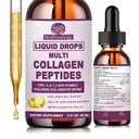 Multi Collagen Peptides Liquid Drops, 2oz – Types I, II, III, V, X, Hydrolyzed Collagen Complex for Hair, Skin, Nails, Bones & Joint Support | Collagen Supplement w. Hyaluronic Acid, Biotin, Vitamin C