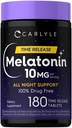 Carlyle Melatonin 10mg | 180 Time Release Tablets | All Night Support | with Vitamin B6 | 100% Drug Free Supplement | Vegan, Non-GMO, Gluten Free