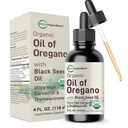 Organic Oil of Oregano with Black Seed Oil, 4 fl oz | 2-in-1 Dropper | High Potency Liquid Drops with Carvacrol & Thymoquinone | Natural Herbal Supplement | Vegan, Plant Based, Non-GMO
