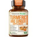 Turmeric and Ginger Supplement with Black Pepper for Joint Support, Digestive & Gut Health - Contains Organic Turmeric with Ginger Root Supplement and BioPerine for Enhanced Absorption - 60 Capsules