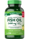 Nature's Truth Burpless Fish Oil 2400mg | 250 Softgels | 720 mg Omega 3 | Natural Lemon Flavor Pills | Non-GMO & Gluten Free Supplement