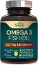 Omega 3 Fish Oil Supplements - 2400mg Fish Oil Per Serving - Triple Strength Omega-3 with Fatty Acids EPA & DHA - Natural Heart, Brain & Immune Support - Wild Caught, Bottled in USA - 180 Softgels
