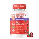 SmartyPants Kids Sleep Gummies Supplement Zero Melatonin: L Theanine, Lemon Balm & Magnesium, Sleep Aid, Strawberry Flavor, 60 Count