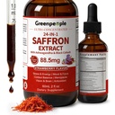 GREENPEOPLE Saffron Extract Supplements Drop - 24-in-1 88.5mg Saffron Extract with Ashwagandha,Black Cohosh & Lion's Mane for Mood&Focus,Stress Relief,Cortisol Reducer,Menopause – Vegan 2FL OZ