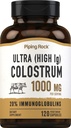 Piping Rock Colostrum Capsules 1000mg | 120 Pills | Supplement for Women and Men | 20% Immunoglobulin | Vegetarian, Non-GMO, Gluten Free