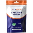 Vitamatic L-Arginine Pure Powder 500 Gram | Unflavored | Non GMO | Gluten Free | No Additives | 5000mg Per Serving | 100 Servings