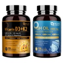 NATURE TARGET Bone & Heart Synergy Bundle — Vitamin D3 K2 + Triple Omega 3-6-9 Fish Oil with Calcium & Magnesium & Vitamin E, Complete Daily Support for Bones, Heart, Brain & Immune Health