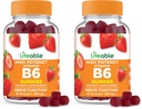 Lifeable Vitamin B6 Gummies | 100mg | Great Tasting VIT B6 Supplement | Vegan B6 Vitamins for Nerve Support Supplement | Vitamin B 6 for Adults, Men, Women | 60 Gummies (Pack of 2)