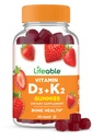 Lifeable Vitamin D3 K2 Gummies for Adults | 1000iu D3 and K2 100mcg | Great Tasting D3 and K2 Supplements | for Immune Support | VIT D3 K2 for Adults, Men, and Women | 60 Gummies