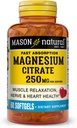 Masón Citrato de Magnesio Natural 250 mg, Absorción Rápido Softgels, Fuente de 30 días