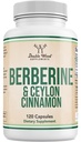 Berberine with Ceylon Cinnamon - 120 Capsules for Metabolism and Metabolic Health, Third Party Tested, Vegan Safe, Non-GMO, Gluten Free by Double Wood