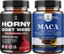 Bundle of Horny Goat Weed with Black Maca Root, Tongkat Ali, Saw Palmetto &amp; Panax Ginseng Extract for Stamina & Energy and Black Maca Root with Siberian Ginseng Ashwagandha - Men’s Wellness Supplement