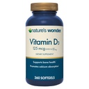 Nature's Wonder Vitamin D3 5000iu (125mcg) High Potency, Dietary Supplement to Support Bone Health and Immune System, Gluten Free, 360 Softgels, 1 Year Supply