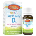 Carlson - Baby's Super Daily D3, Baby Vitamin D Drops, 400 IU (10 mcg) per Drop, 1-Year Supply, Vegetarian, Liquid Vitamin D Drops for Infants and Toddlers, Unflavored, 365 Drops